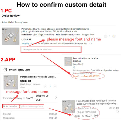 Love Letter Envelope Pendant Necklace Customized Stainless Steel