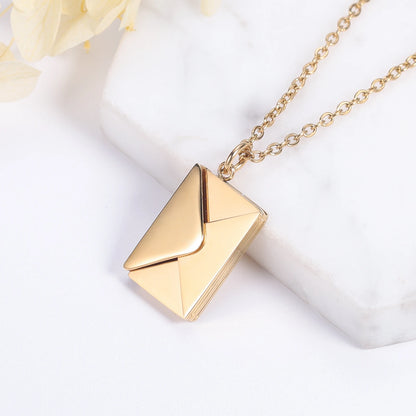 Love Letter Envelope Pendant Necklace Customized Stainless Steel
