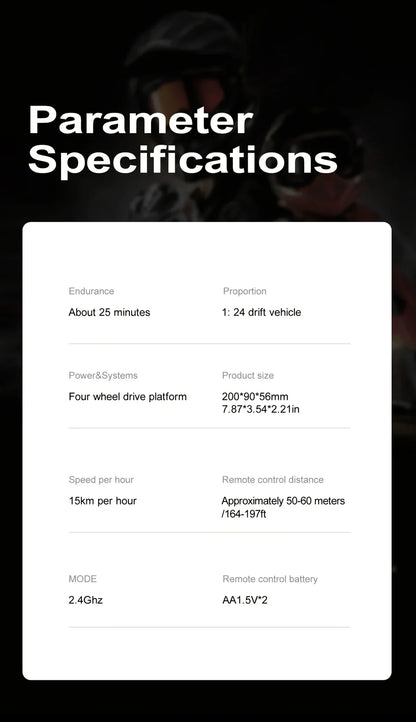 New 4WD Remote Control Drift Car Full Size 1:24 Mini Remote Control Racing Car Model 2.4G Radio High Speed RC Car Boy Toy Gift