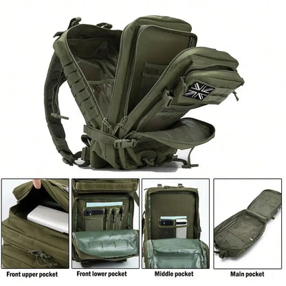 45L Tactical Backpack for Men, Heavy Duty Molle Assault Pack, 3 Day Bug Out Bag for Hiking, Trekking, Hunting, Survival & Gym
